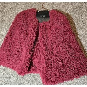 Rachel Zoe Burgundy Faux Fuzzy Fur Tree Skirt 56"